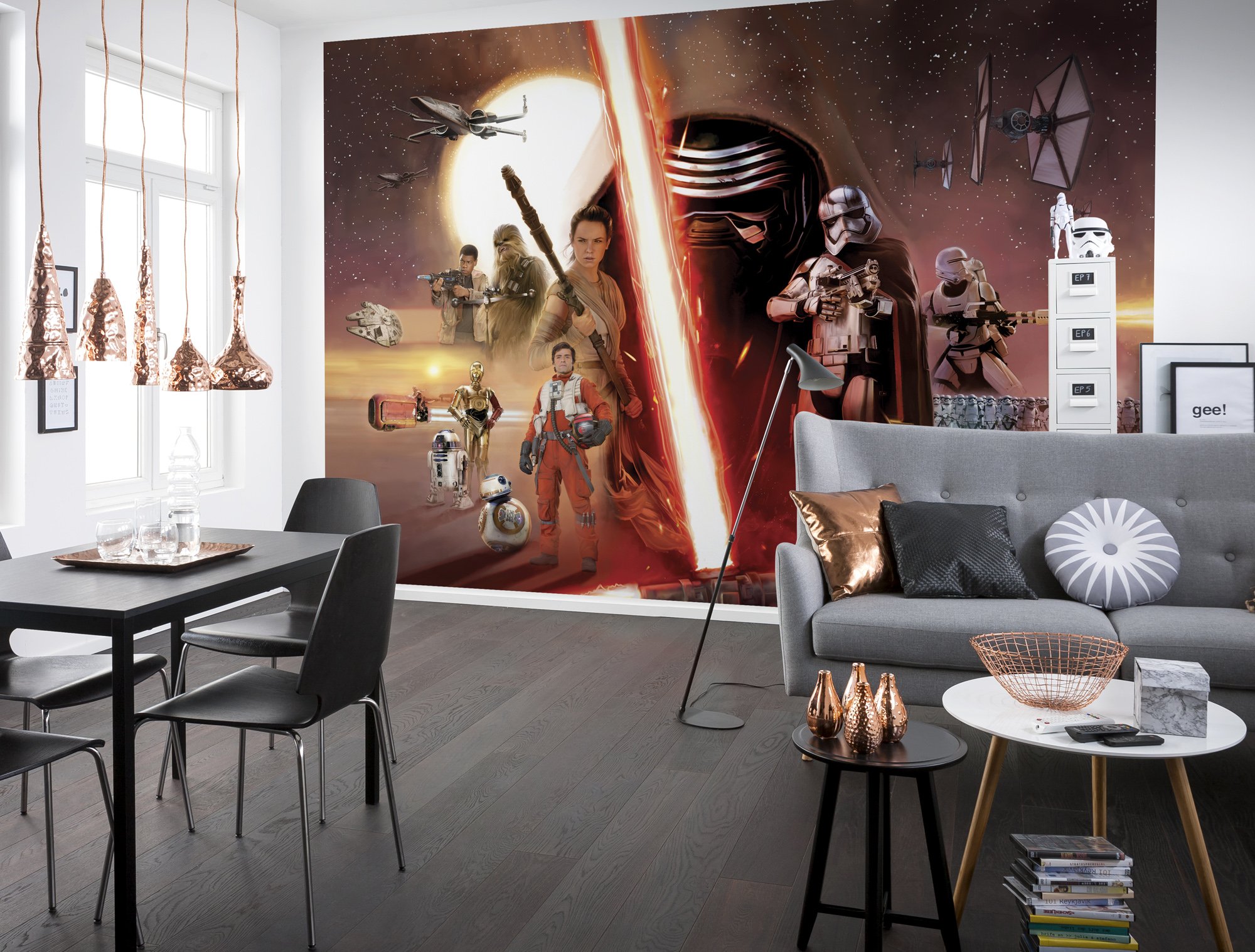 Komar Star Wars Ep7 The Force Awakens Collage Wallpaper Mural, Vinyl, Multi-Colour, 8-Piece