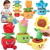 hahaland Toddlers Montessori Toys for 1-2 Year Old, Plush Garden Plant Stacking Toys with Fine Motor Skills, Emotional Learni