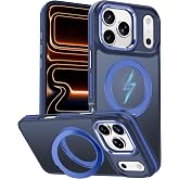 TOBOVON for iPhone 17 Pro Case with 360 Magnetic Ring Stand, Fit MagSafe, Military-Grade Shockproof Protection, Non-Slip Slim Translucent Protective Phone Cover, Blue