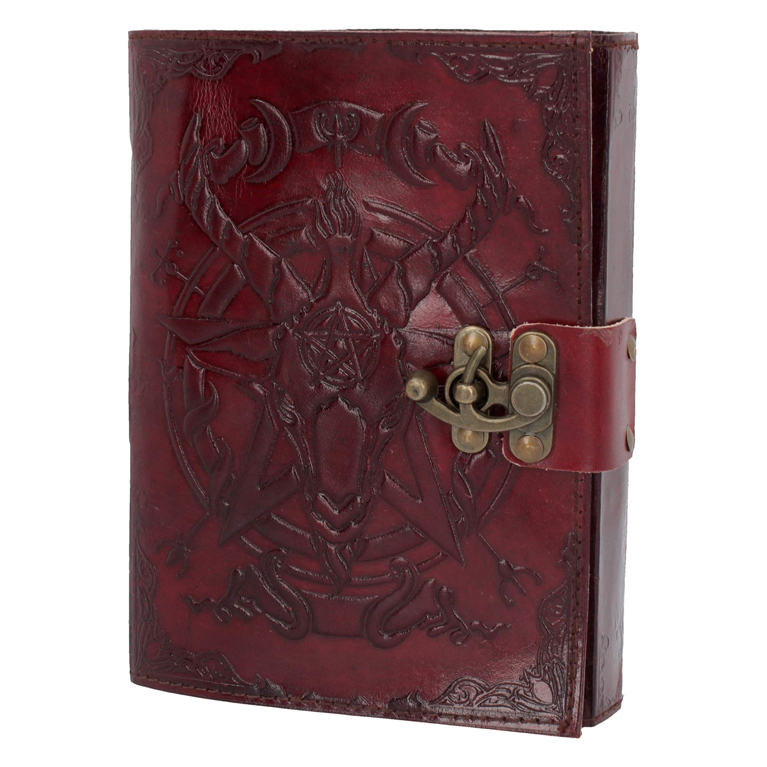 Nemesis Now Baphomet Leather Journal 15x21cm, Leather Cover, Red, 156 Pages, Premium 300gsm Paper
