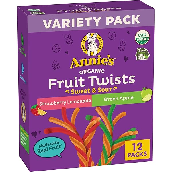 ANNIE’S ORGANIC SWEET AND SOUR FRUIT TWISTS, STRAWBERRY...