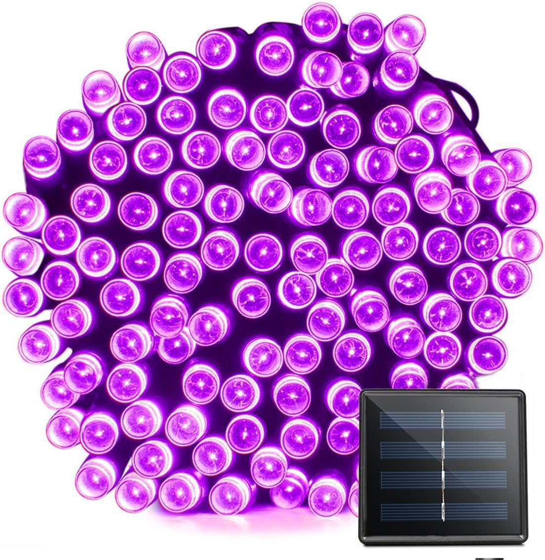 VMANOO Solar Christmas Lights, 72ft 22m 200 LED 8 Modes Solar String Lights for Outdoor, Indoor, Gardens, Homes, Party, Halloween Decorations, Waterproof (Purple)