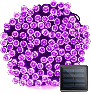 VMANOO Solar Christmas Lights, 72ft 22m 200 LED 8 Modes Solar String Lights for Outdoor, Indoor, Gardens, Homes, Party, Halloween Decorations, Waterproof (Purple)