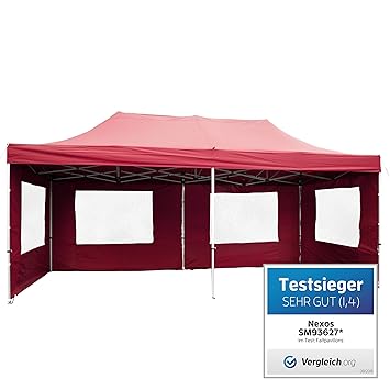 Nexos PROFI Faltpavillon Partyzelt Pavillon 3x6 m mit Seitenteilen - hochwertige Ausführung - wasserdichtes Dach mit PVC-coat