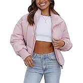 Lianlive Womens Cropped Puffer Jacket Winter Oversized Black Short Quilted Padded Jackets Puffy Outerwear Coat