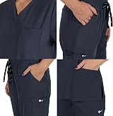 B-well Bella Women’s Medical Scrub Set Grey Top Trousers M view 5