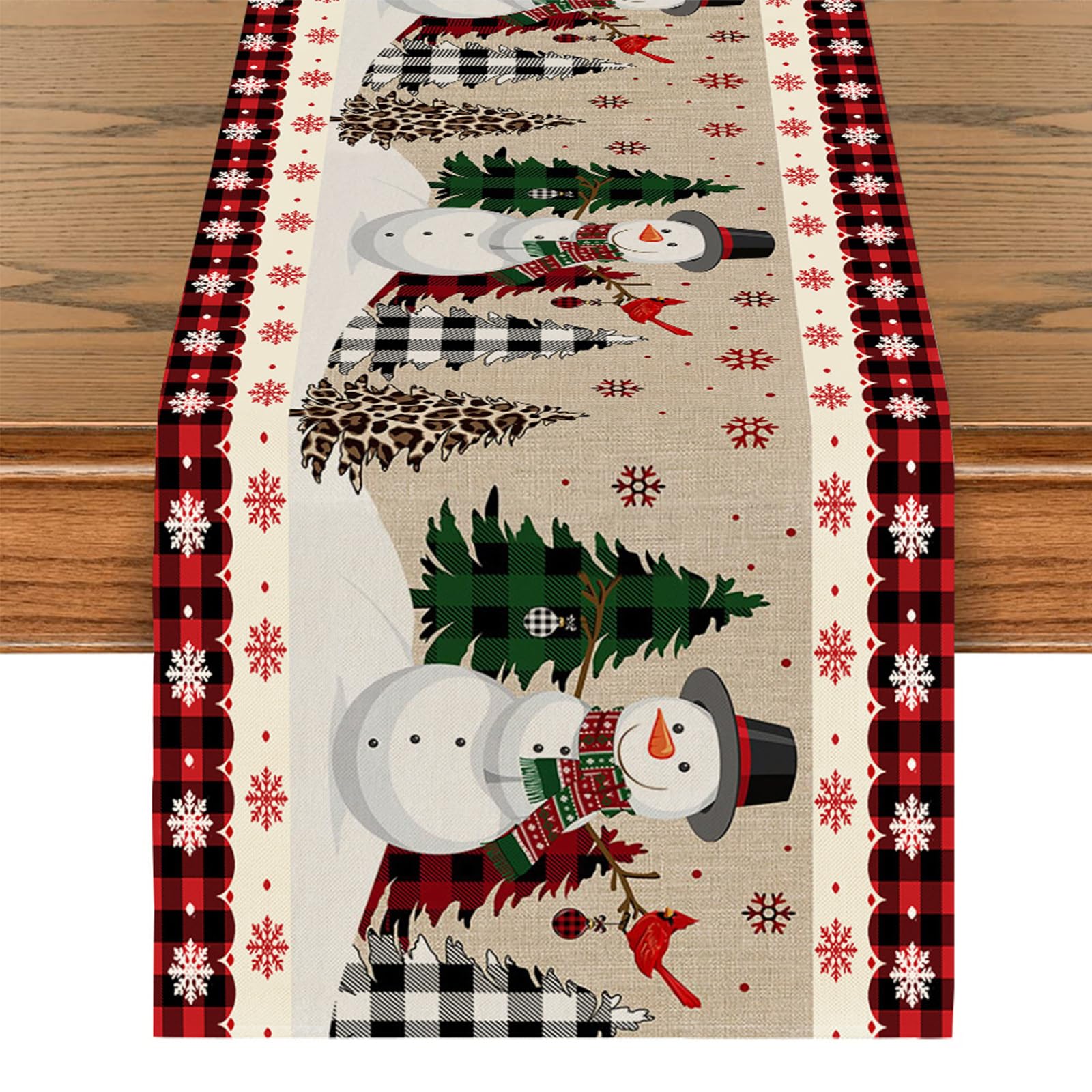 BSITSSS Snowman Christmas Table Runner, Christmas Table Runners for Dining Table Snowflake, Xmas TAble Runner, CHristmas Runner, CHristmas Dinner TABLE Decorations, 33×180CM, Indoor/Outdoor Decor