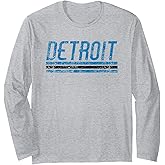 Detroit Michigan Retro Vintage Weathered Throwback Long Sleeve T-Shirt