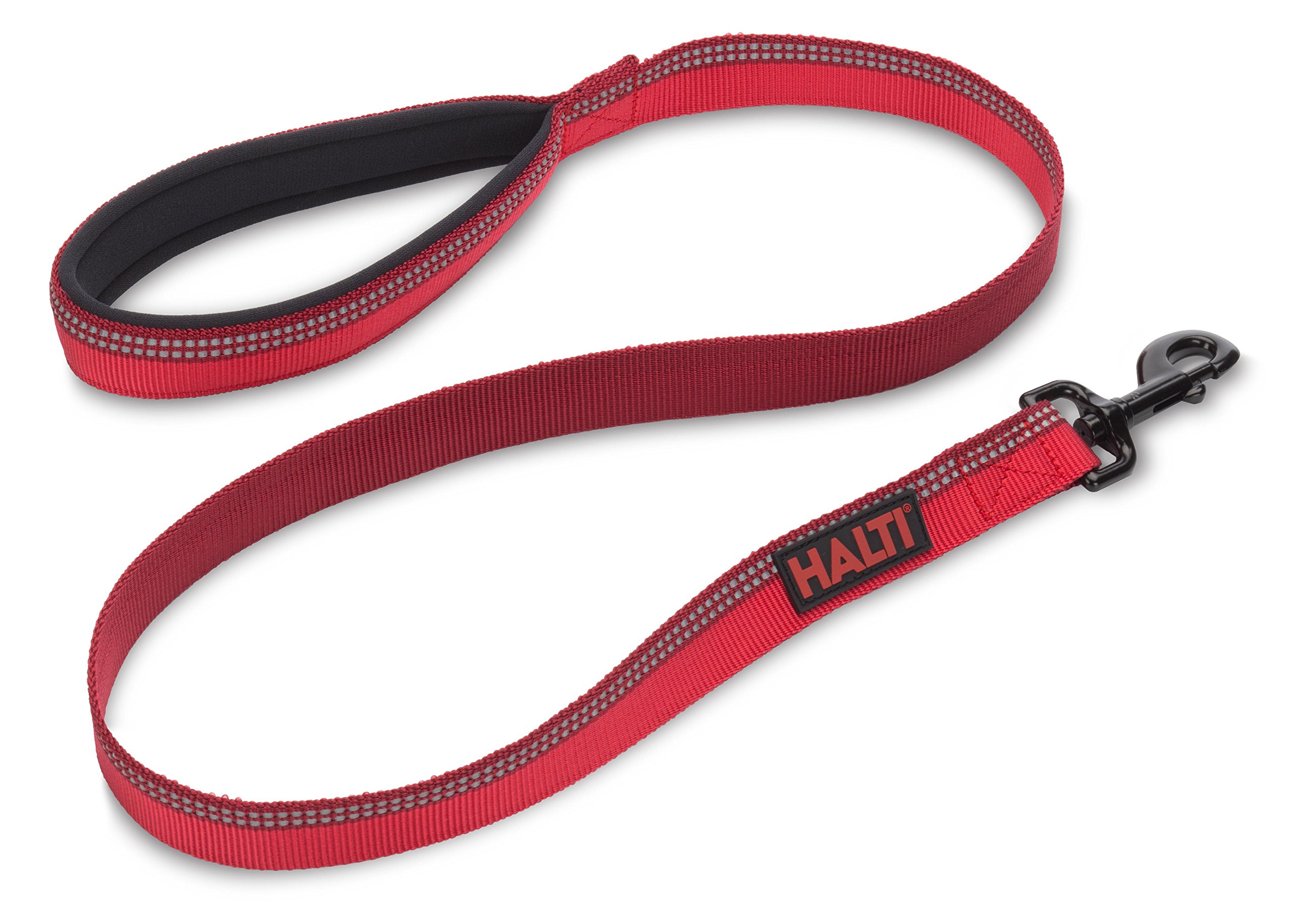 HALTI Lead For Dogs, Size Large, Red, 1.2m, Premium Nylon Puppy & Dog Leash, Reflective, Neoprene-Padded Handle, Comfortable & Easy to Use, For Small, Medium & Large Dogs