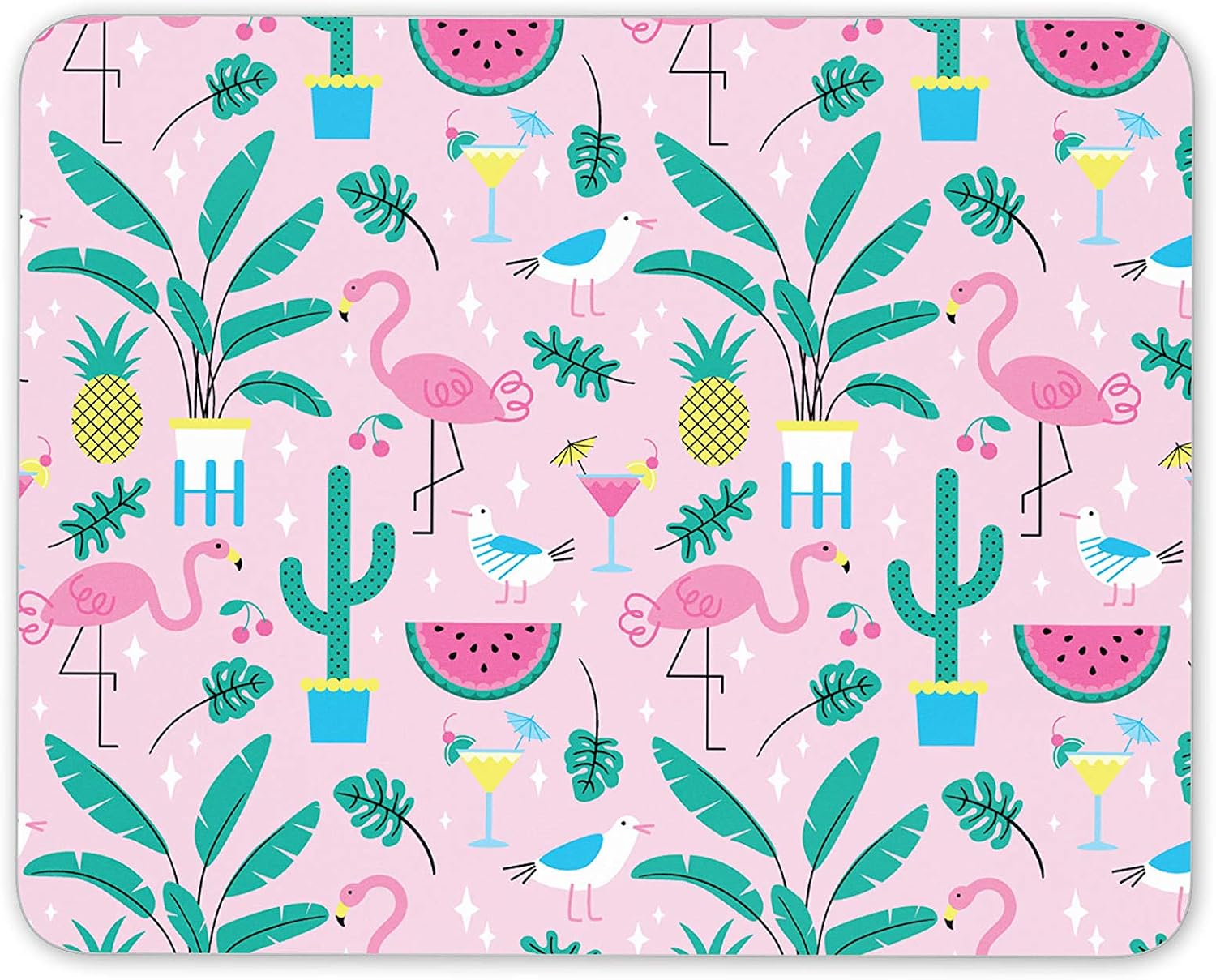 Summer Holiday Fun Beach Flamingo Mouse Mat Pad - Pink Computer #14371, Multicolor, 23.5cm x 19.6cm x 5mm