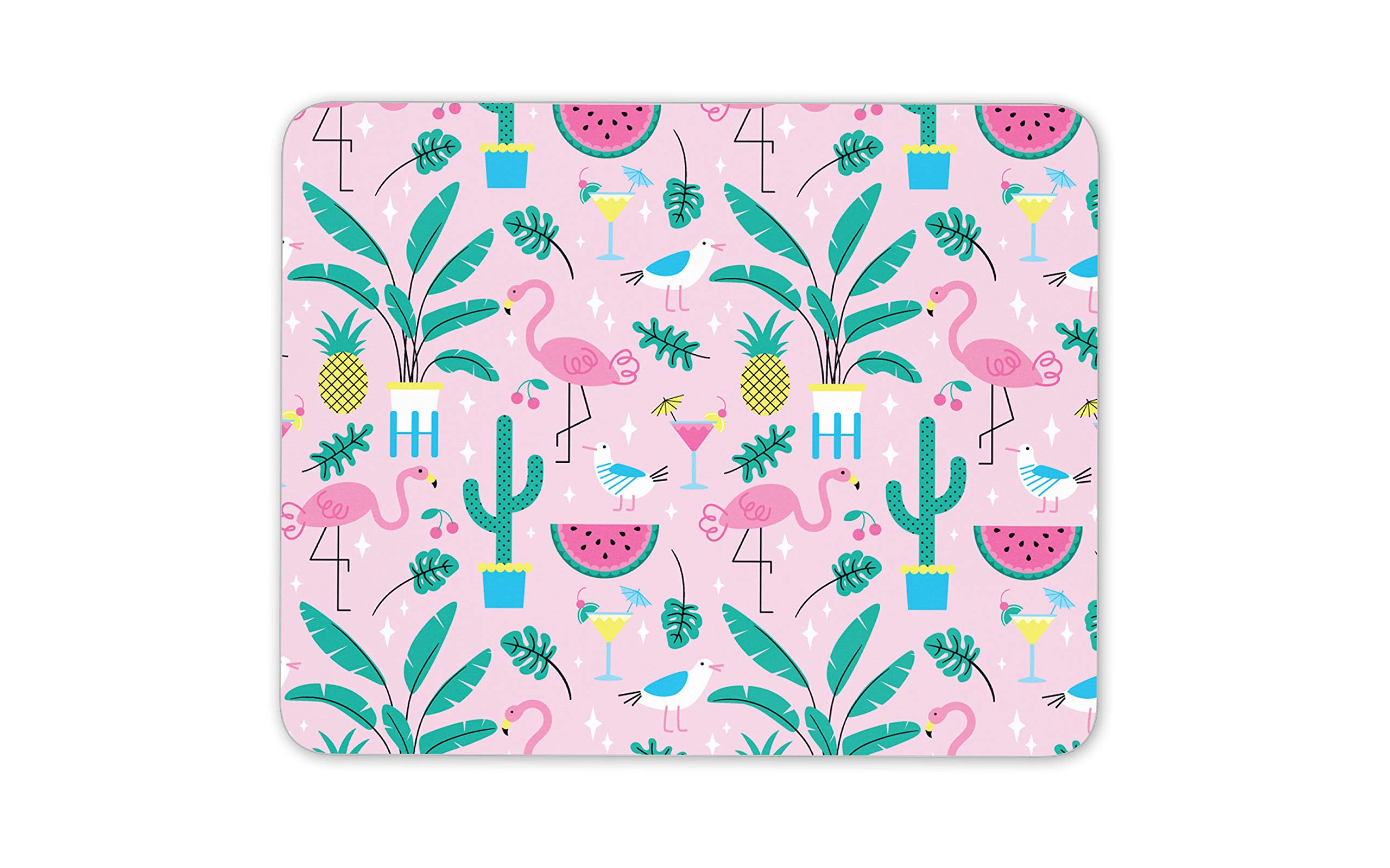Summer Holiday Fun Beach Flamingo Mouse Mat Pad - Pink Computer #14371
