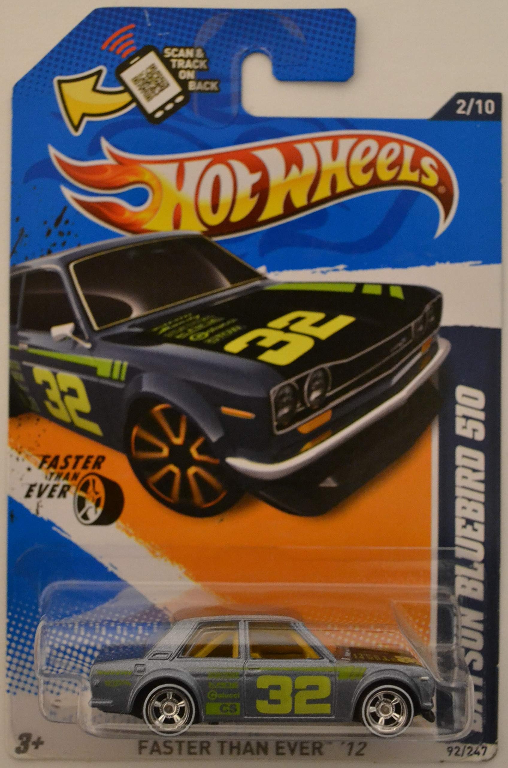 Hot Wheels Datsun Bluebird 510 Gray Custom-Made with Real Rider Rubber Wheels HW Faster Than Ever '12 Series 1:64 Scale…