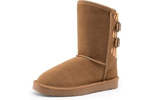 DREAM PAIRS Girls Boys Winter Boots Faux Fur Lined Mid Calf Kids Snow Tall Shoes FuzzyChic Kid's Buckle for Little Kid/Big Kid