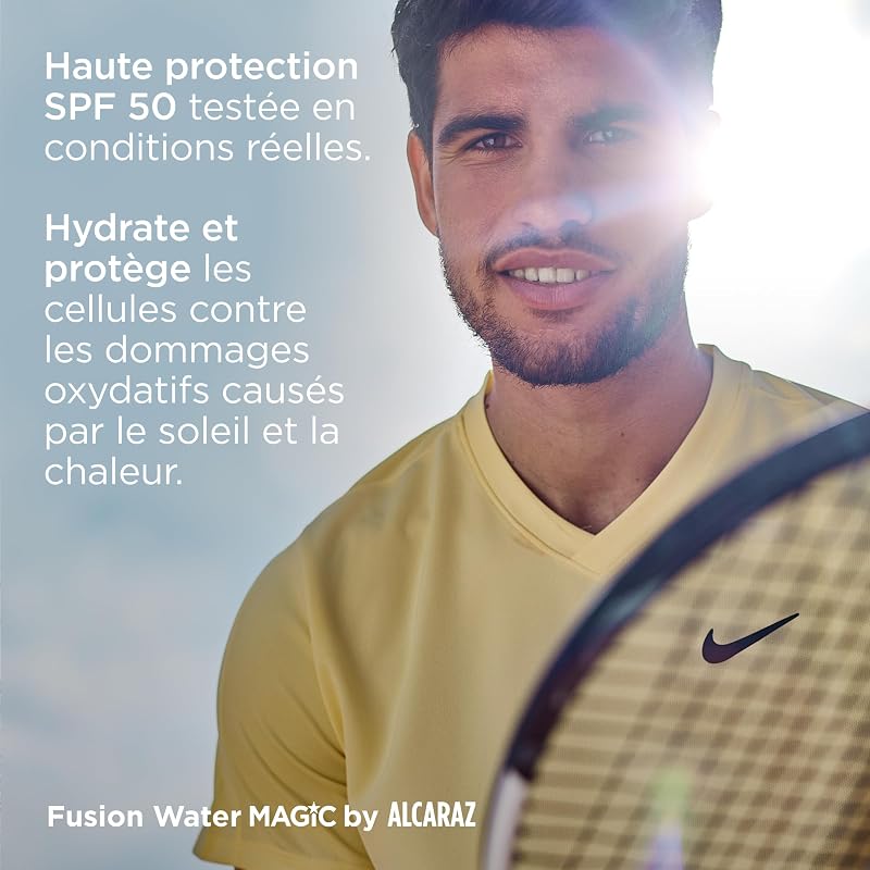 Fusion Water MAGIC by Alcaraz SPF 50 (50 ml) | Crème Solaire Visage Résistante à la Transpiration | Idéale pour les Sportifs | Texture Ultra-Légère à Effet Rafraîchissant
