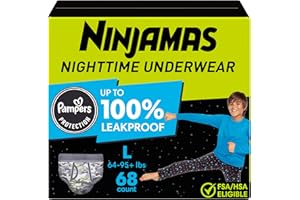 Ninjamas Pampers Nighttime Bedwetting Underwear Boy, Size 8, 68 Count, Disposable Nighttime Underwear