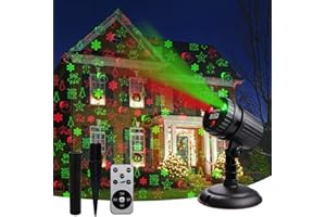 TOFU Christmas Laser Projector Lights, 8 Patterns LED Projection Lights with Remote, Landscape Projector Spotlights, Red and Green Star Show, Decoration for Outdoor and Indoor, Christmas, Holiday