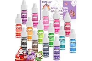 SIGWONG Gel Food Coloring - 15 Colors Flavorless Gel Based Food Color Dye, Vibrant Edible Concentrated Food Coloring for Cake Cookie Decorating, Easter Egg, Icing, Fondant, Christmas Baking, Macaron (6g/Bottle) - Vegan