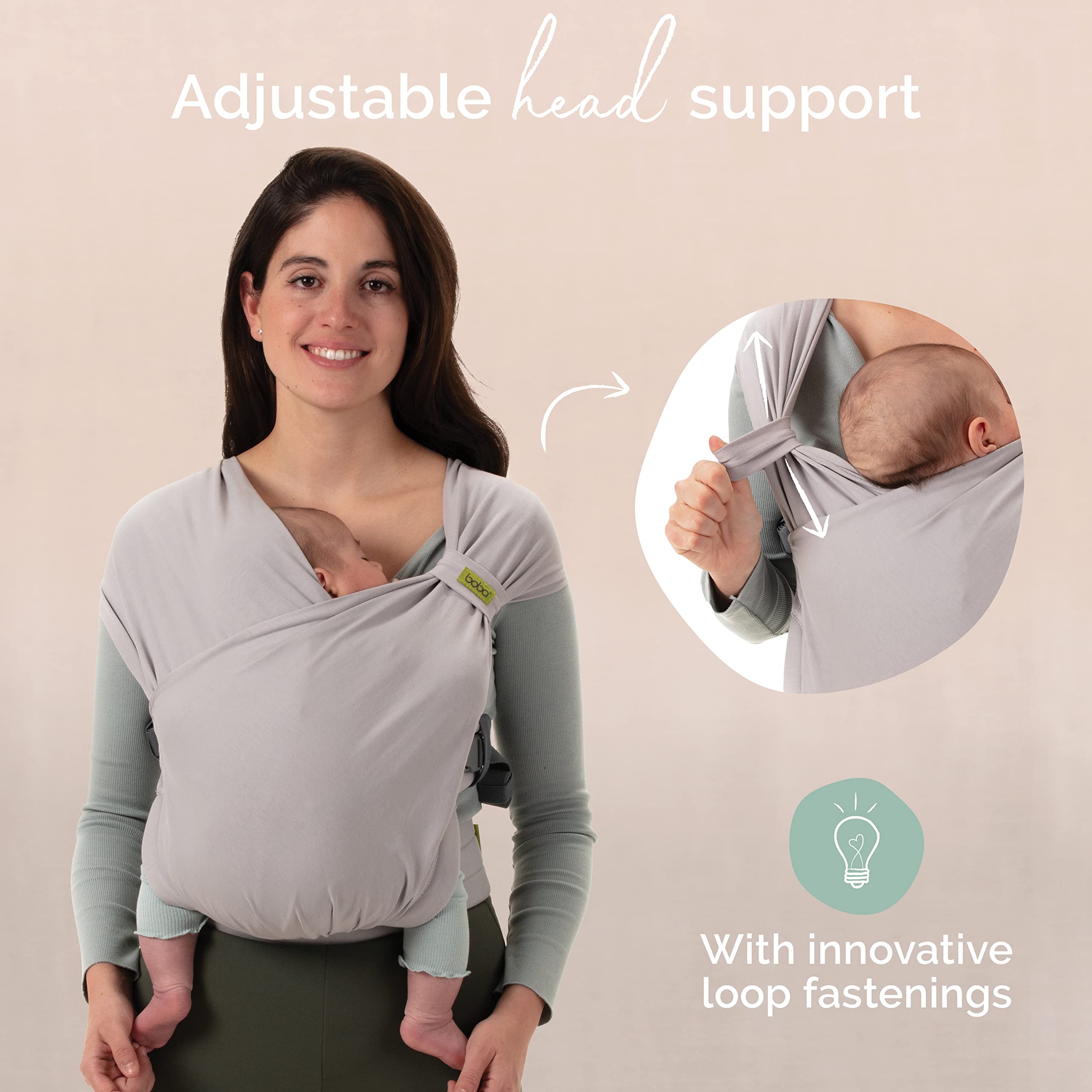 Boba Bliss Baby Carrier Newborn to Toddler (7-35 lbs) - Light & Breathable Toddler Carrier - Certified Hip-Healthy, Adjustable Straps for All Parents, Hybrid, Soft & Stretchy 0-18 Months (Grey)