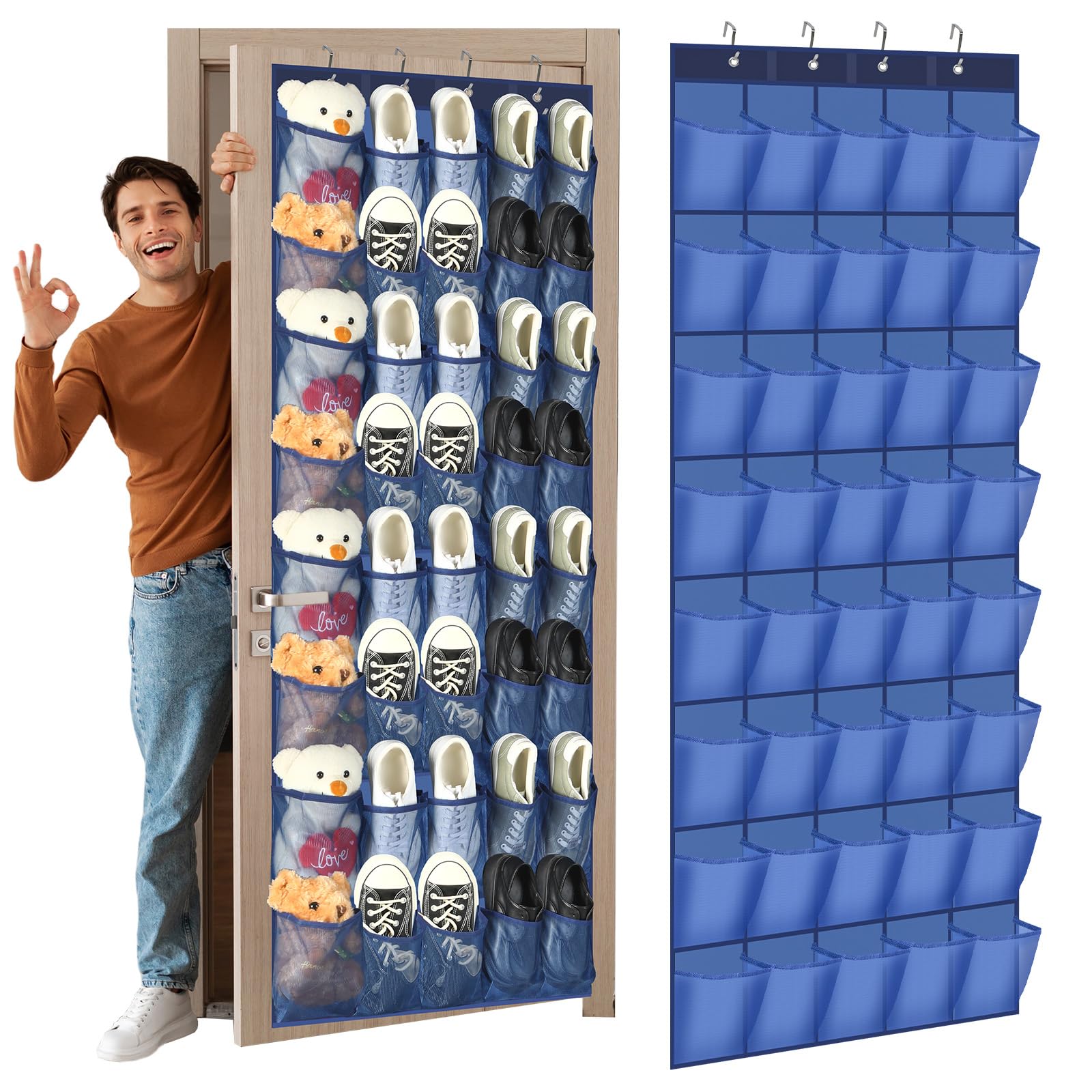 Navy Shoe Rack Windyun 40 Large Over the Door Hanging Shoe Organizer Navy Blue Mesh ...