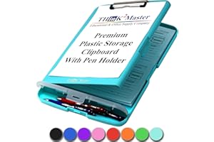 Think2Master Teal Plastic Storage Clipboard with Pencil Holder. | 25% Heavier & 25% Sturdier| Heavy Duty. Must Have for Nurses, Teachers & Classrooms.