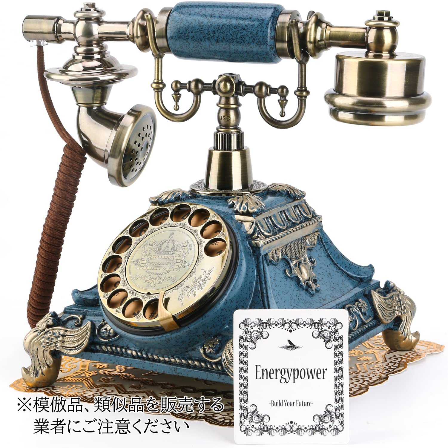 EnergyPower Luxury Antique Dial Phone Analog Phone No Power Required Mechanical & Electronic 2 Kinds of Bell Retro Interior Old European Style Landline Phone Black Phone Vintage Rotating Cafe Hotel