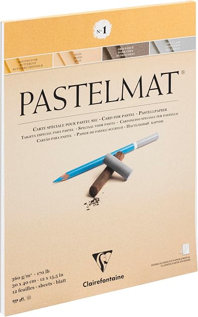 Clairefontaine Pastelmat Card Pad 30x40cm 12 Sheets 360gsm Assorted Colours