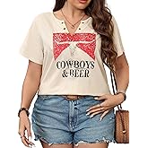 Women's Plus Size Tops Cowgirl Country Outfits Cowboy Shirts Western Graphic T-Shirts