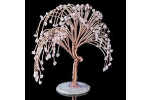 Rose Quartz Crystal Tree with Agate Slice Geode Base - Chakra Tree of Life - Crystals and Healing Stones - Feng Shui Decor - 