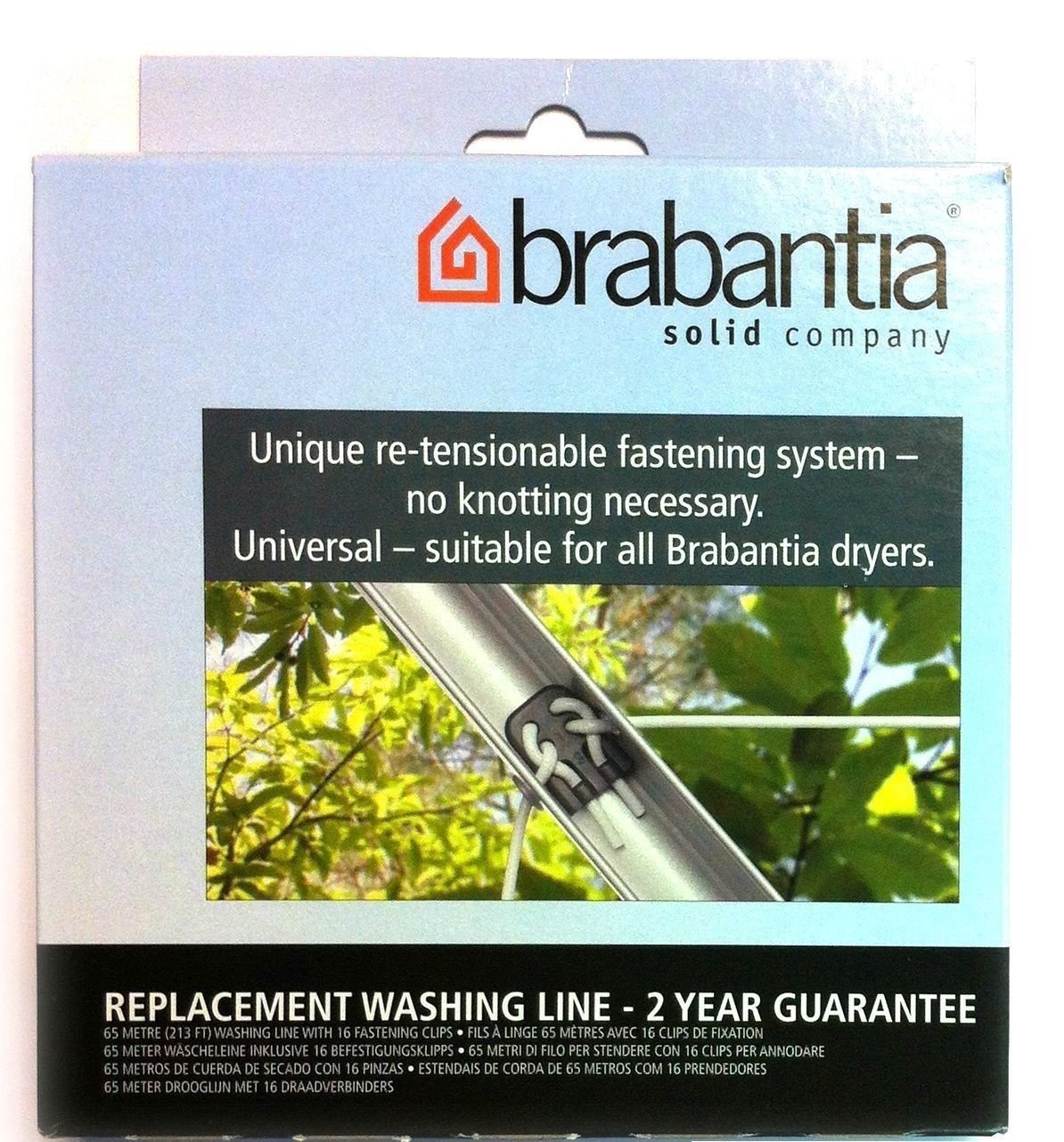 BRABANTIA 65 METRE 65m REPLACEMENT WASHING LINE with FASTENING CLIPS