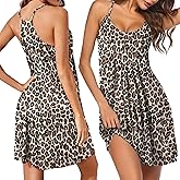 Ekouaer Women Nightgowns Sleeveless Sleepwear Spaghetti Strap Racerback Pajama Dress Nightshirt S-XXL