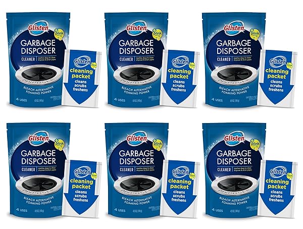 GLISTEN GARBAGE DISPOSER CLEANER, ODOR ELIMINATOR WITH FOAMING ACTION, REMOVES BUILD-UP AND DEEP CLEANS, LEMON SCENT, 4.9 OZ(PACK OF 6)