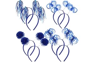 Censen 8 Pcs Halloween Pom Pom Headbands Party Headbands Tinsel Wrapped Ponytails Head Bopper for Birthday Festival