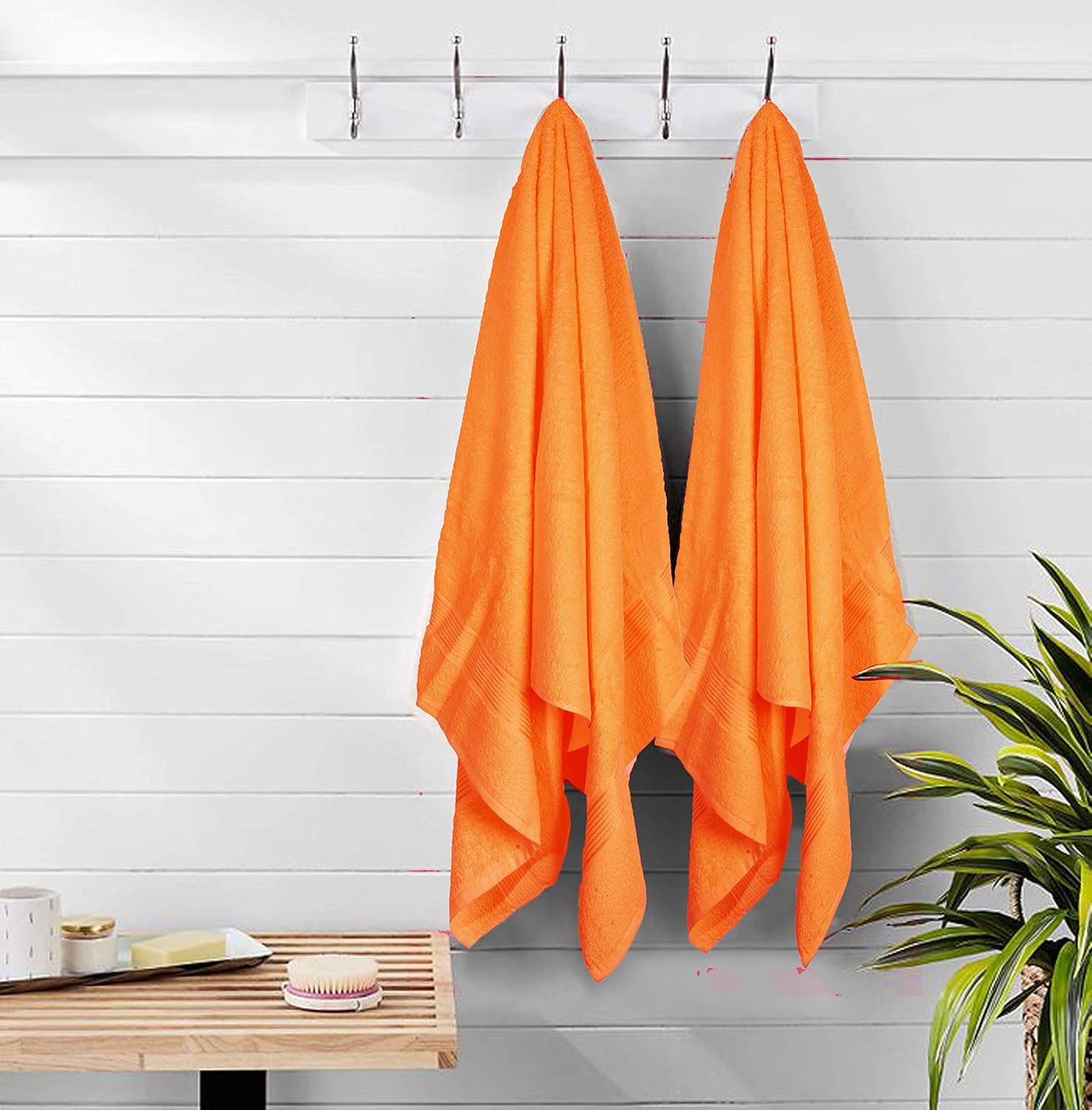 Elvana Home Ultra Soft 6 Pack Cotton Towel Set, Contains 2 Bath Towels 28x55 inch, 2 Hand Towels 16x24 inch & 2 Wash Coths 12x12 inch, Ideal for Everyday use, Compact & Lightweight - Orange: Kitchen & Dining
