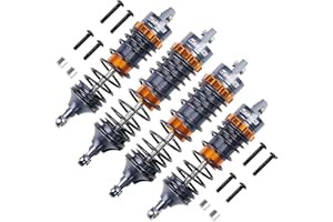 TOOMOD 1/10 RC Oil Shock Absorber Big Bore Absorber Damper Set Compatible with Traxxas Slash 2WD/ 4X4, Rustler 2WD/ 4X4 VXL, Stampede, Hoss, Bandit Part Upgrades Replace of 5862 (Gray/Orange)