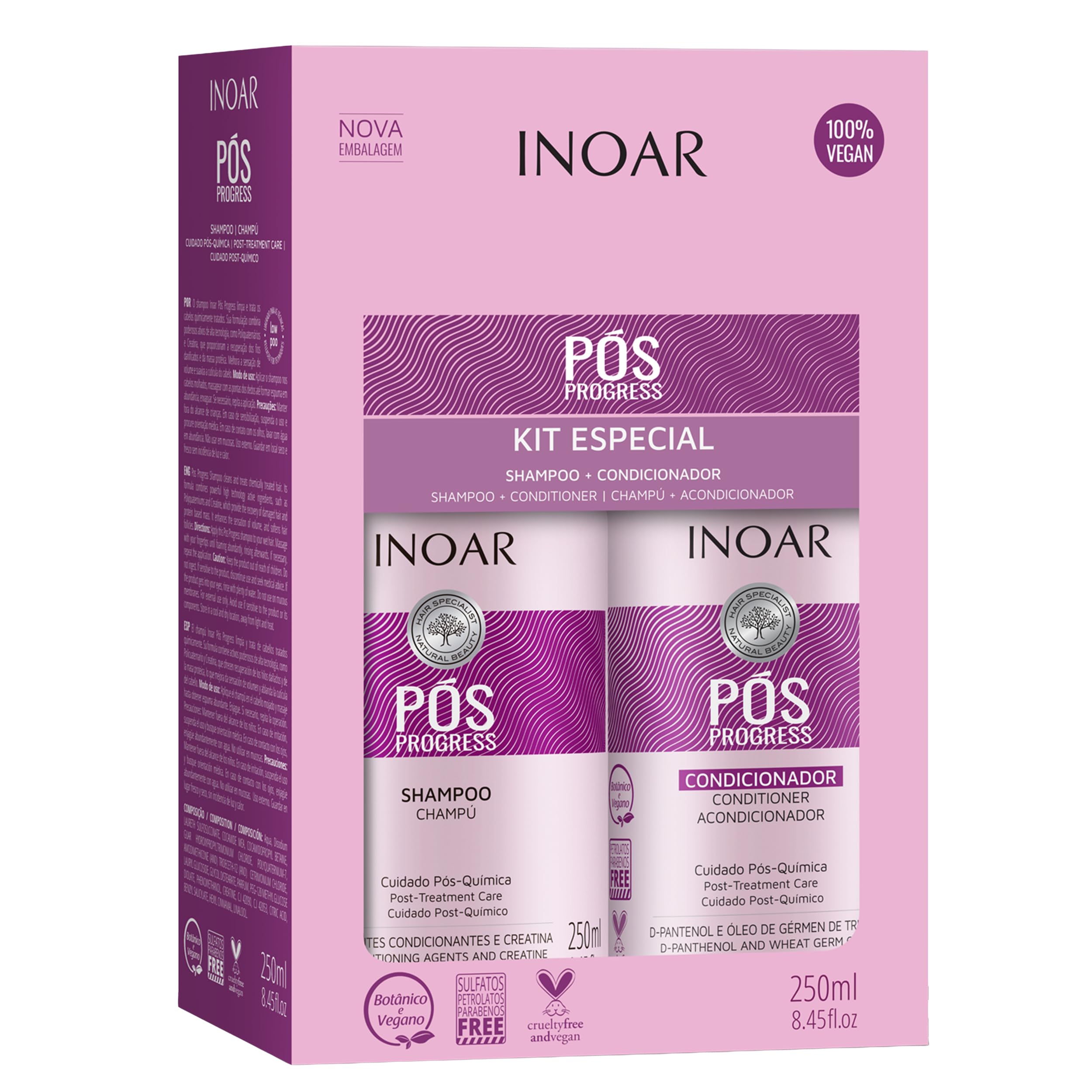 Inoar Duo POS Progress Shampoo and Conditioner Kit, 250 Mililiters