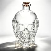 Skull Decanter Lead-free Glass With Cork Stopper Halloween Decor Whiskey Decanter for Liquor, Wine, Bourbon Gifts For Men Dad and Women