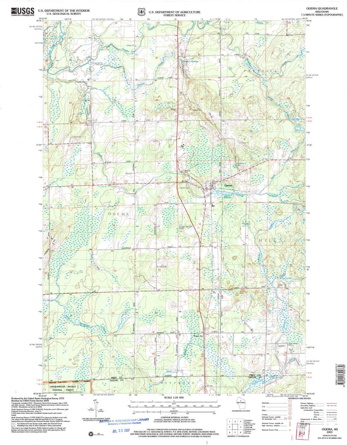 YellowMaps Ogema WI topo map, 124000 Scale, 7.5 X 7.5