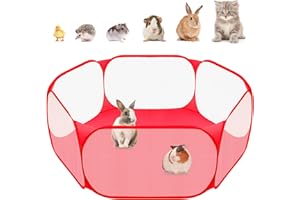 Amakunft Small Animal Playpen, Pop-Up Portable Play Yard for Guinea Pigs, Rabbits, Hamsters, Hedgehogs, Foldable Exercise Fence with Breathable Mesh for Indoor Outdoor Use