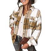 DOROSE Women's Flannel Shirt Long Sleeve Shakets Button Down Thick Plaid Jackets Coats Fall Winter