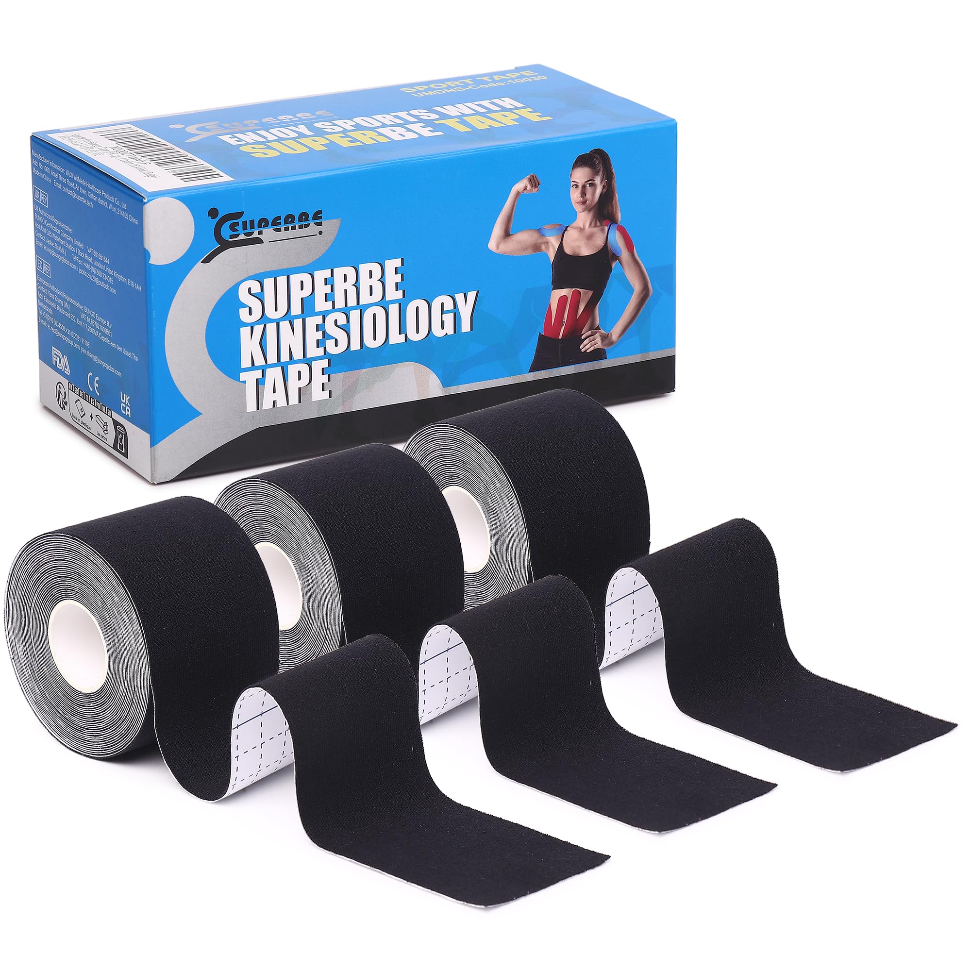 Kinesiology Tape, K Sports Tape Muscle Tape for Knee Shoulder Ankle Elbow, 5cm X 5m (Beige) (Black)