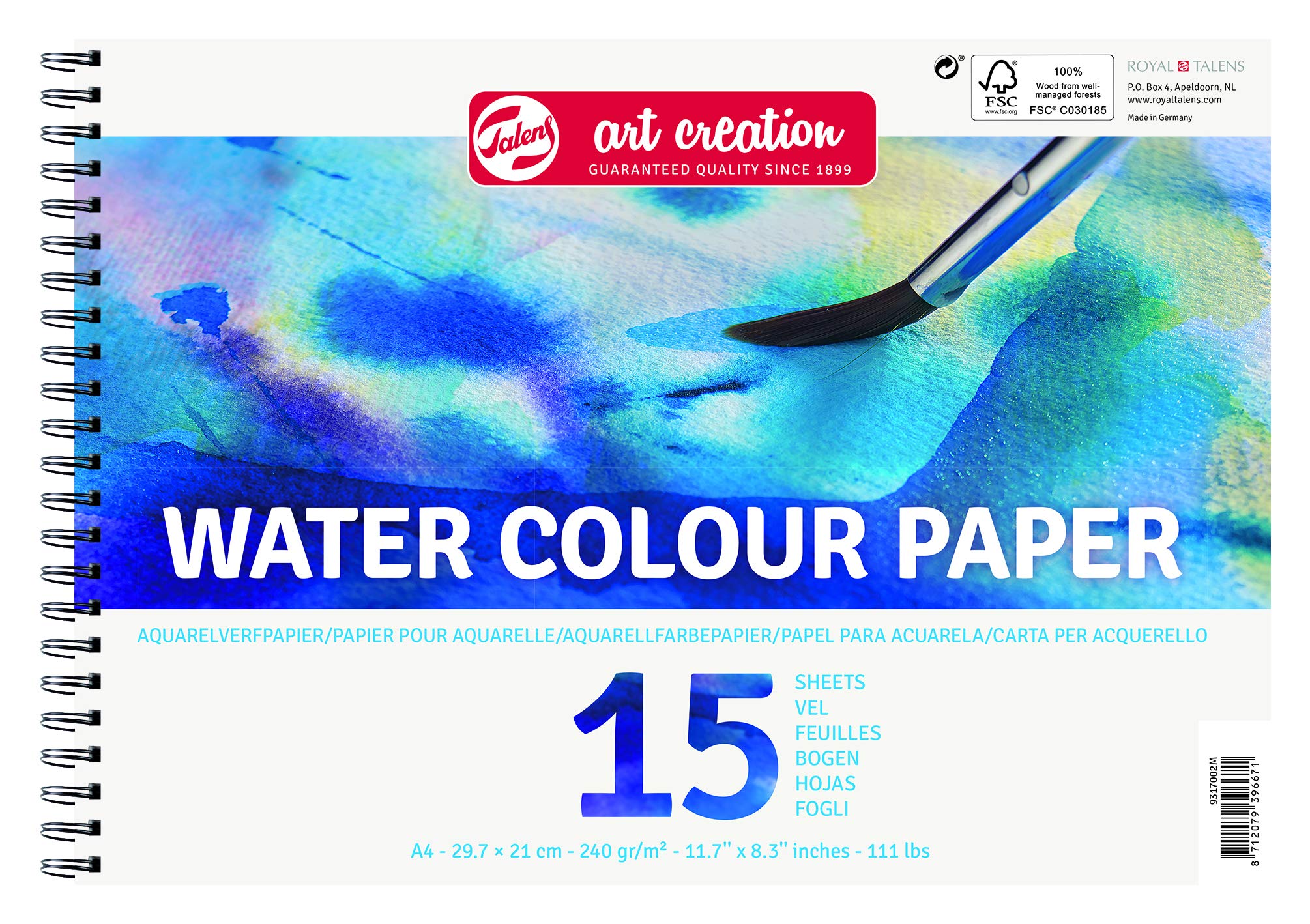 Talens Art Creation A4 Watercolour Paper 15 Sheets, White