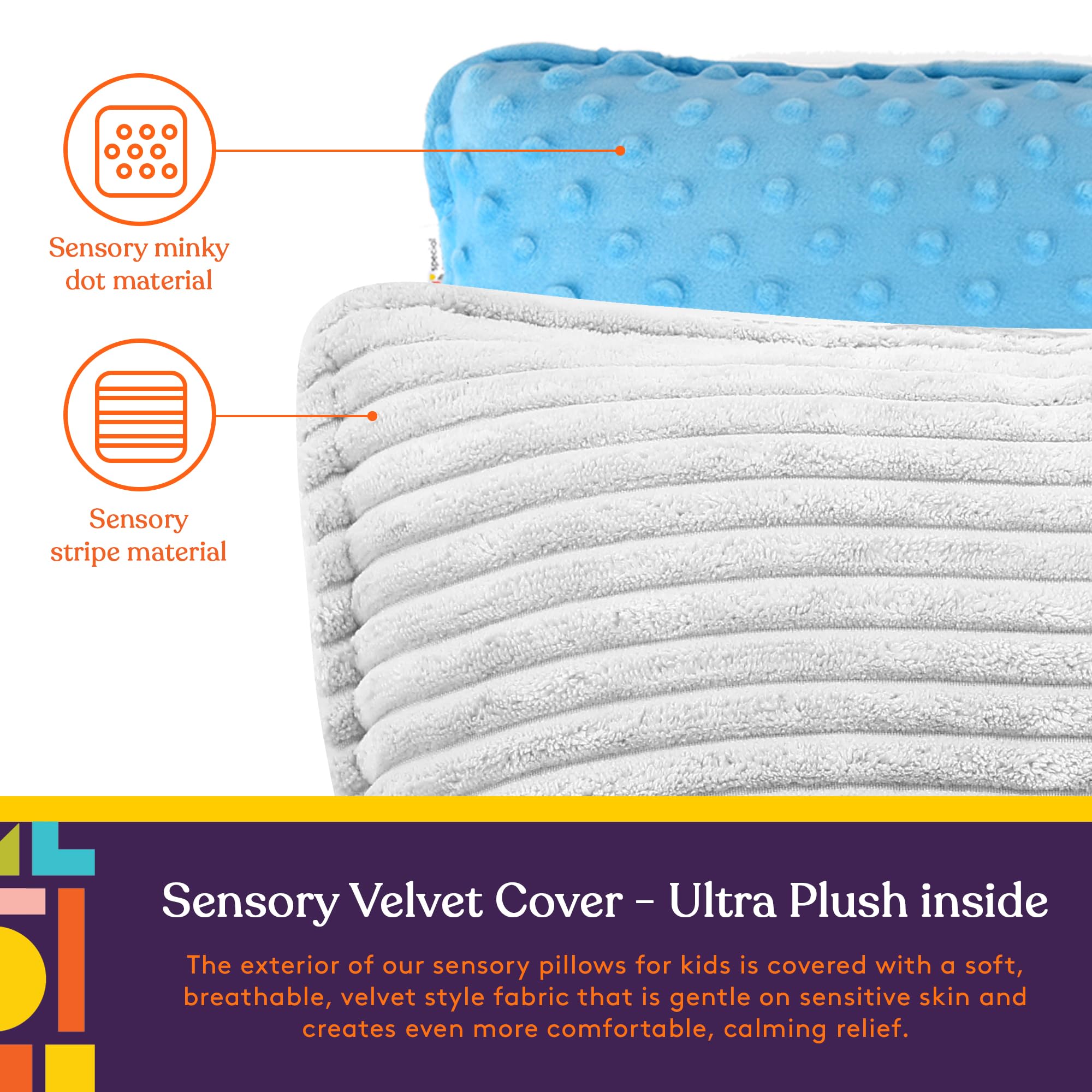 Special Supplies Vibrating Pillow Sensory Pressure Activated Calm for Kids and Adults, 12” Plush Soft Cover -Textured Therapy Stimulation Bumps- 3 Vibration Modes, Music & Voice Recording (Blue)