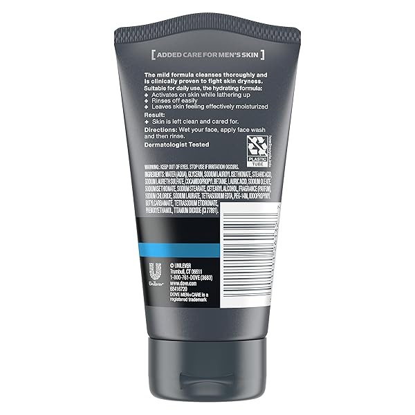 DOVE MEN + CARE FACE WASH HYDRATE PLUS, 5 FL OZ