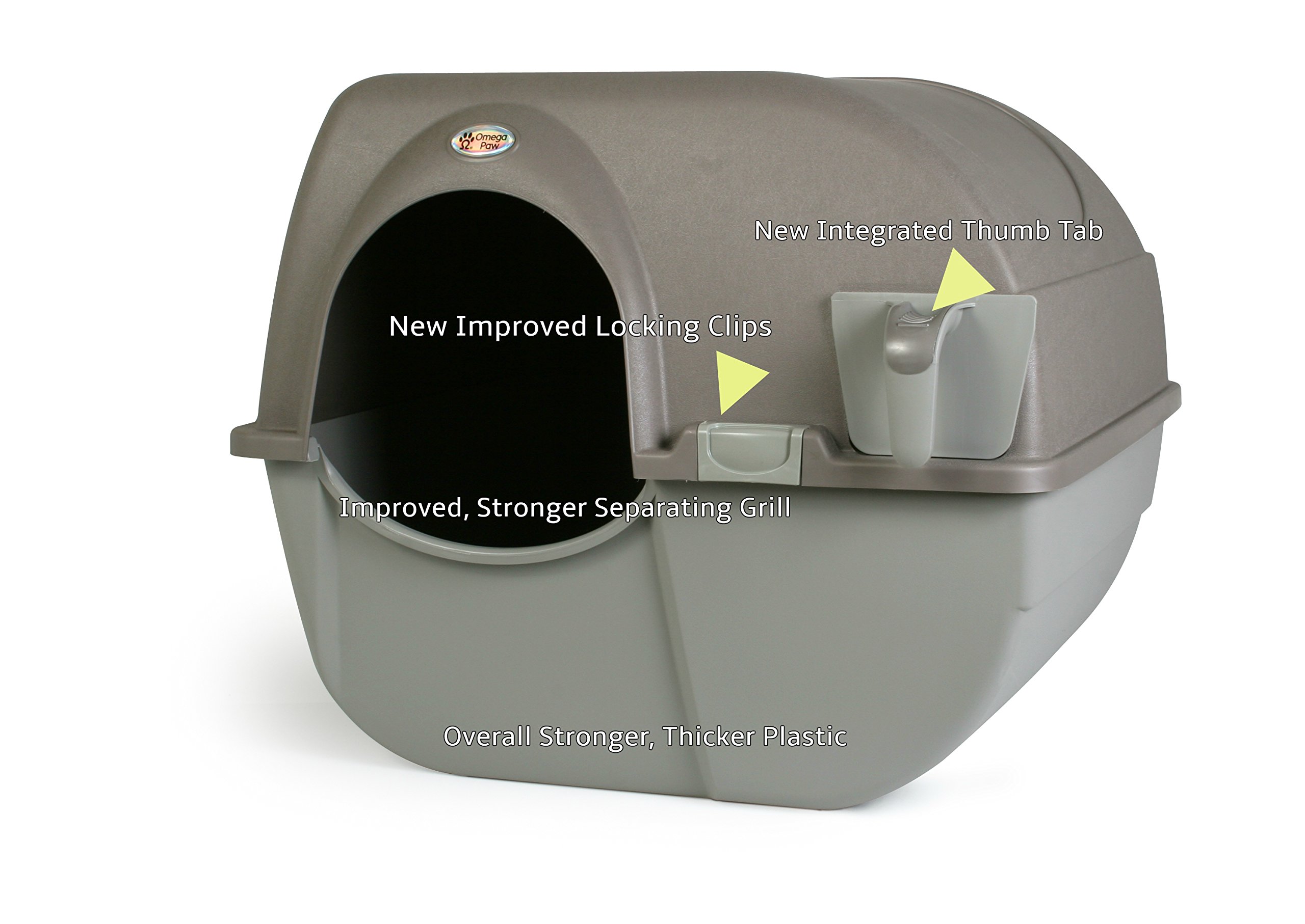Omega Paw NRA15-1 Improved Roll 'n Clean Self Cleaning Litter Box, Regular, Pewter