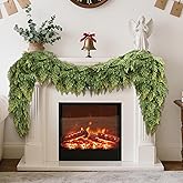 Nazano 6 Feet Real Touch Christmas Cedar Garland, Artificial Green Faux Cedar Pine Garland for Furniture, Window, Stairs, Mantle, Indoor/Outdoor Christmas Decor