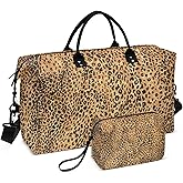 Aflyko Leopard Animal Print Brown Medium Duffel Bag, 35L, Gym Tote, Weekender, Overnight, Carry On, Fitness, Dance, Travel Bag