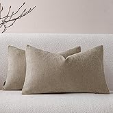 a moment Pack of 2 Decorative Chenille Throw Pillow Covers with Twill Cushion Covers for Sofa Living Room Couch Bed 12x20 Inch Light Brown