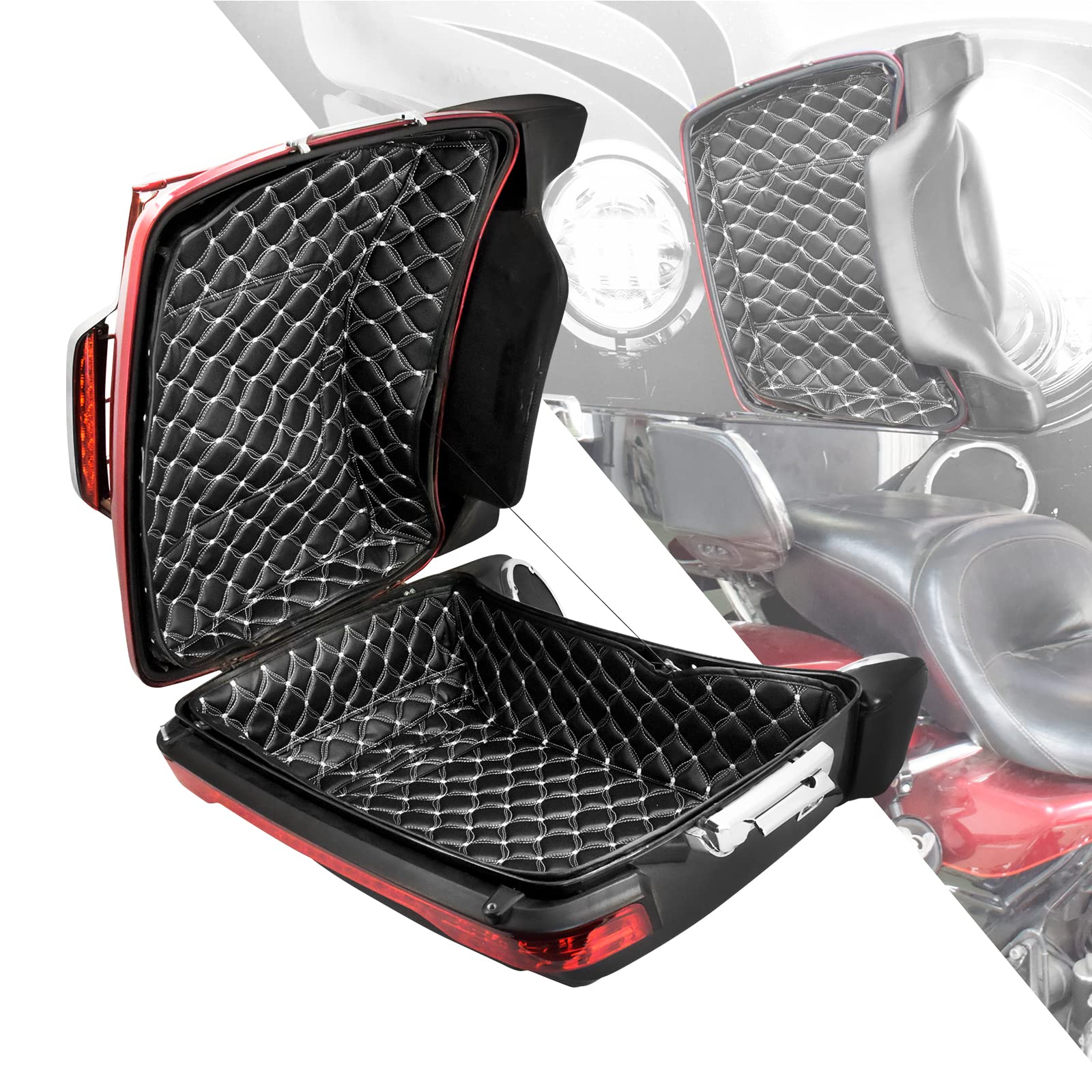 Photo 1 of HDBUBALUS King Tour Pack Liners White Thread Stitching Touring Pak Inserts Fit for Harley Touring Electra Road King Street Glide Ultra Limited 2014-2024 (Floral pattern)