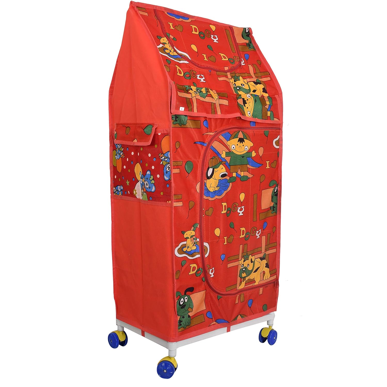 Heart Home Multipurpose Plastic Printed Foldable Toy Box/Wardrobe