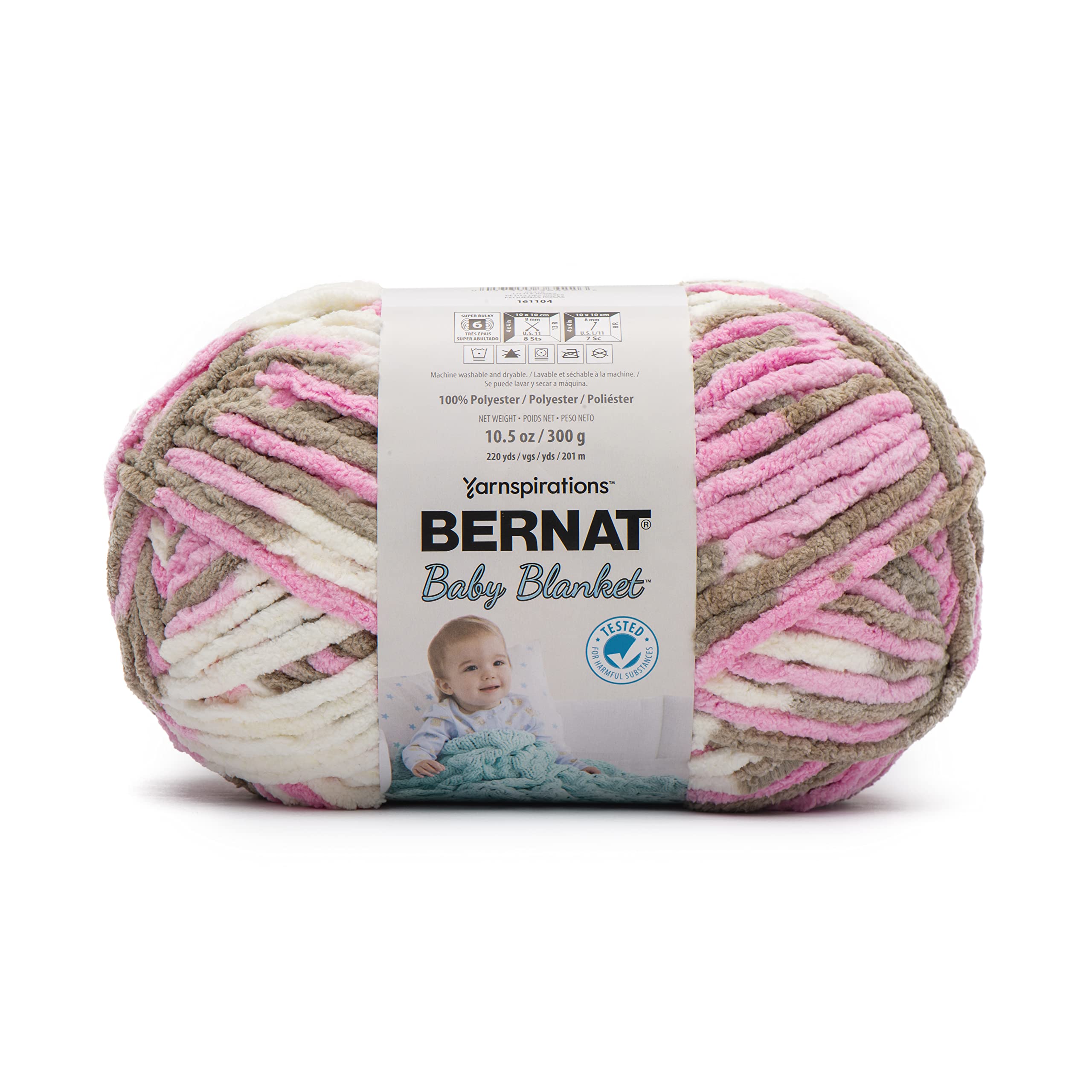 Bernat Baby Blanket Yarn, 10.5 Ounce, Little Roses, Single Ball, 161104-4418 — image 1